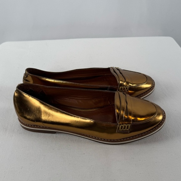 Schutz Gold Metallic Penny Loafers Size 7 - Picture 6 of 6